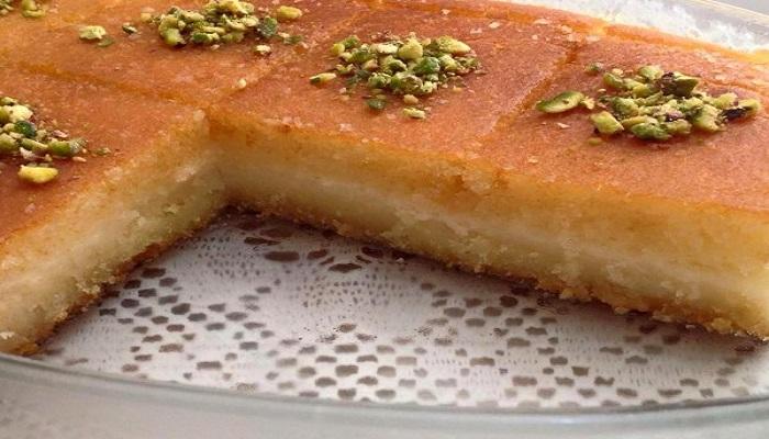 طريقه عمل البسبوسه بالشربات المكرميل