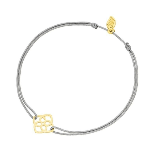  bracelet made with 925 sterling silver and 18k gold plated pendant on grey string. 