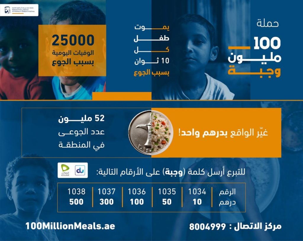 حملة 100 مليون- 52 مليون شخص مهدد بالجوع على بعد ساعات منّا فقط... ودرهم واحد يصنع الفرق