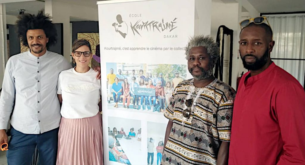 De gauche à droite : Toumani Sangare (codirecteur de l'école et membre fondateur du collectif Kourtrajmé),
Emma Sangare (codirectrice de l'école), Pape Boye (dirigeant de Black Mic Mac) et Ladj Ly (réalisateur et
membre fondateur du collectif Kourtrajmé)
