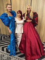 Miss Europe of the World Nera Lesic from Croatia dress blu Dress by Andres Aquino Rimma Badun Miss Tourism Universe red Dress by Andre’s Aquino Stavroulla Nicolaou Dress by Maria Coraka Cyprus