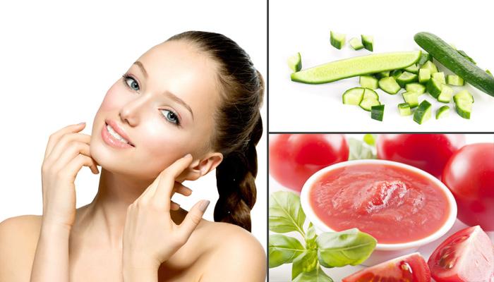 Tomato, cucumber and oats face mask