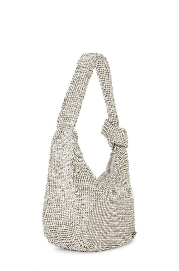 Olga Berg Jessica Soft Crystal Mesh Croissant Bag